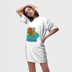 Футболка женская длинная Под лежачий камень полноцветный орнамент, цвет: 3D-принт — фото 2