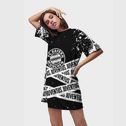 Футболка женская длинная Бавария Мюнхен x Ювентус, цвет: 3D-принт — фото 2