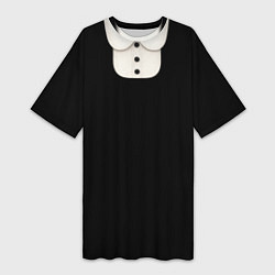 Футболка женская длинная Девочка Уэнздей - черное, цвет: 3D-принт