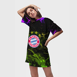 Футболка женская длинная Бавария Мюнхен огонь, цвет: 3D-принт — фото 2