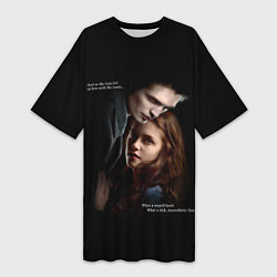 Футболка женская длинная Белла и Эдвард: lion fell in love with the lamb me, цвет: 3D-принт