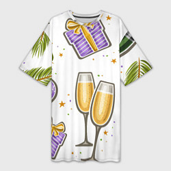 Футболка женская длинная Новогодний вайб, цвет: 3D-принт