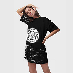 Футболка женская длинная Лестер сити краски белые, цвет: 3D-принт — фото 2