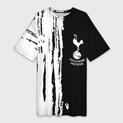 Футболка женская длинная Tottenham Hotspur белые краски, цвет: 3D-принт