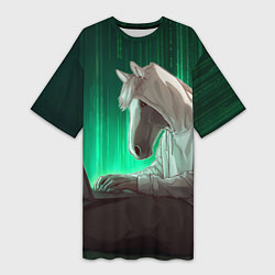 Женская длинная футболка Хакер лошадь