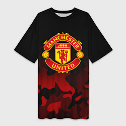 Футболка женская длинная Манчестер Юнайтед камуфляж текстура, цвет: 3D-принт