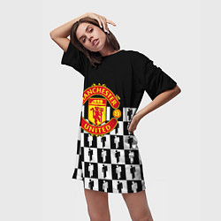 Футболка женская длинная Манчестер Юнайтед люди паттерн, цвет: 3D-принт — фото 2