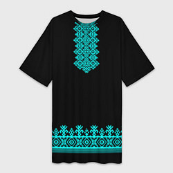 Футболка женская длинная Рубаха вышиванка славянская, цвет: 3D-принт