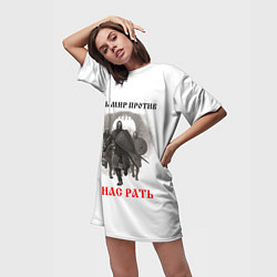 Футболка женская длинная Славянское ратное войско, цвет: 3D-принт — фото 2