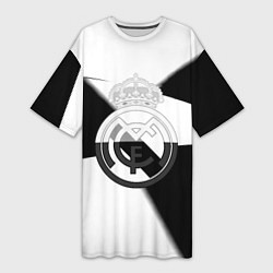 Футболка женская длинная Реал Мадрид геометрия полосы, цвет: 3D-принт