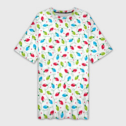 Футболка женская длинная Гирлянда триколор, цвет: 3D-принт