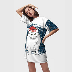 Футболка женская длинная Кот Бендер - 2026, цвет: 3D-принт — фото 2