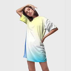 Футболка женская длинная Color yellow blue white, цвет: 3D-принт — фото 2