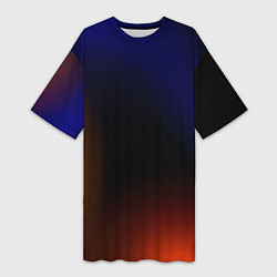 Футболка женская длинная Color black red blue, цвет: 3D-принт