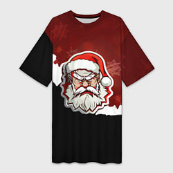 Футболка женская длинная Злой дед мороз красный и черный, цвет: 3D-принт