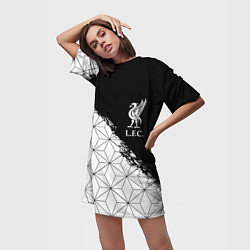 Футболка женская длинная Liverpool краски текстура геометрия, цвет: 3D-принт — фото 2
