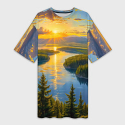 Женская длинная футболка Золотой путь реки