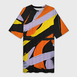 Женская длинная футболка Полоски краски абстракция