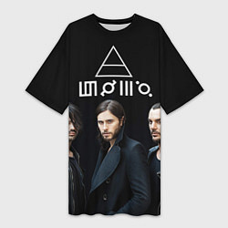 Футболка женская длинная 30 seconds to mars, цвет: 3D-принт