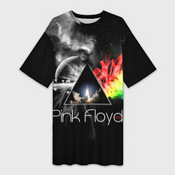 Футболка женская длинная Pink Floyd, цвет: 3D-принт