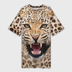 Женская длинная футболка Взгляд леопарда