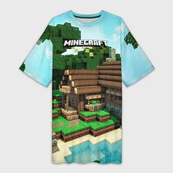 Женская длинная футболка Minecraft House