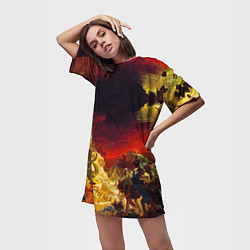 Футболка женская длинная Брюллов Последний день Помпеи, цвет: 3D-принт — фото 2