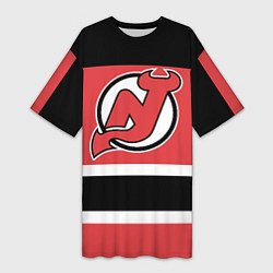 Футболка женская длинная New Jersey Devils, цвет: 3D-принт