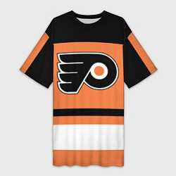 Футболка женская длинная Philadelphia Flyers, цвет: 3D-принт