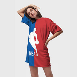 Футболка женская длинная Эмблема NBA, цвет: 3D-принт — фото 2