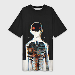 Футболка женская длинная Three Days Grace: Skeleton, цвет: 3D-принт