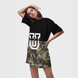 Футболка женская длинная FCK U: Camo, цвет: 3D-принт — фото 2