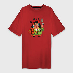 Футболка женская-платье Забавные Индейцы 8, цвет: красный
