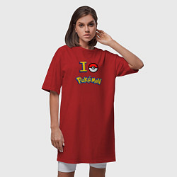 Футболка женская-платье Покемон I love pokemon, цвет: красный — фото 2
