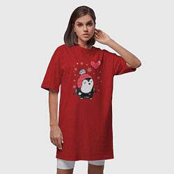 Футболка женская-платье Пингвин с шариком, цвет: красный — фото 2