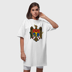 Футболка женская-платье Молдавия герб, цвет: белый — фото 2