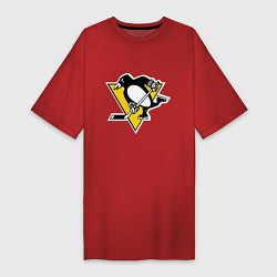 Футболка женская-платье Pittsburgh Penguins, цвет: красный