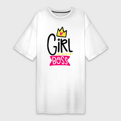 Футболка женская-платье Girl Boss, цвет: белый
