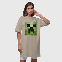 Футболка женская-платье Мinecraft creeper, цвет: миндальный — фото 2