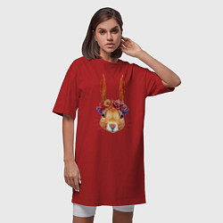 Футболка женская-платье Белка с венком, цвет: красный — фото 2