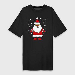 Футболка женская-платье Веселый Дед Мороз, цвет: черный