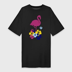Женская футболка-платье Фиолетовый фламинго