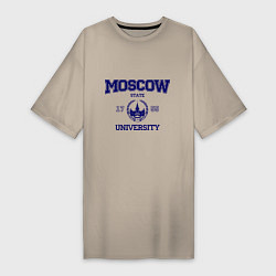 Футболка женская-платье MGU Moscow University, цвет: миндальный
