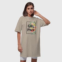 Футболка женская-платье GRL PWR, цвет: миндальный — фото 2