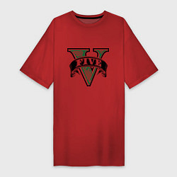 Футболка женская-платье GTA V: Logo, цвет: красный