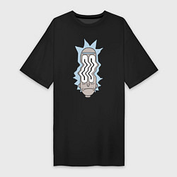 Футболка женская-платье Rick and Morty: Waves Face, цвет: черный