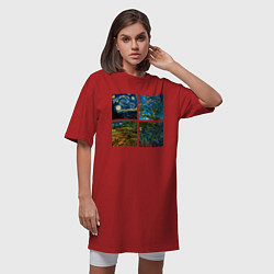 Футболка женская-платье Ван Гог картины, цвет: красный — фото 2