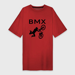 Футболка женская-платье Велоспорт BMX Z, цвет: красный