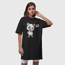 Футболка женская-платье Панда девочка, цвет: черный — фото 2