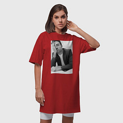 Футболка женская-платье Роберт Паттинсон, цвет: красный — фото 2